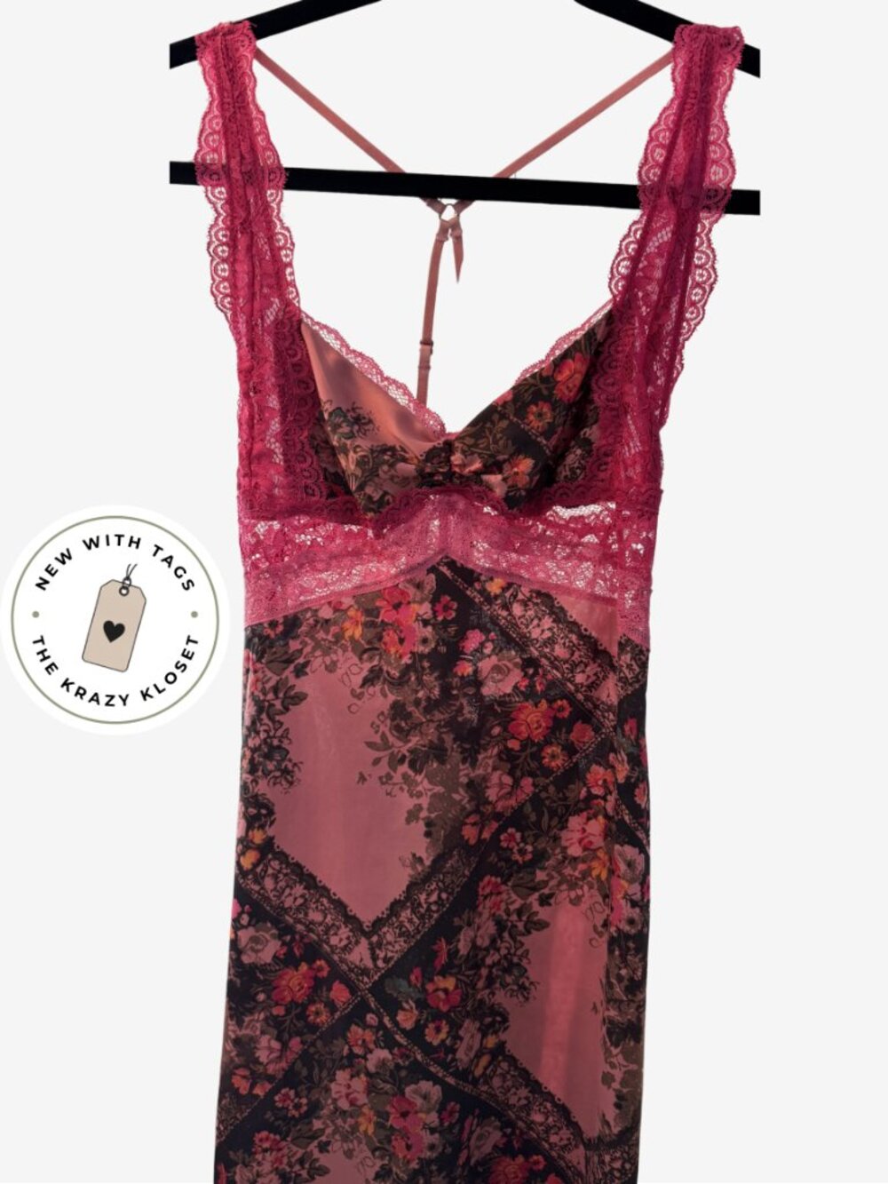Free People Just Dreamy Maxi Slip Dusty Mauve Combo Medium NWT - Picture 3 of 9